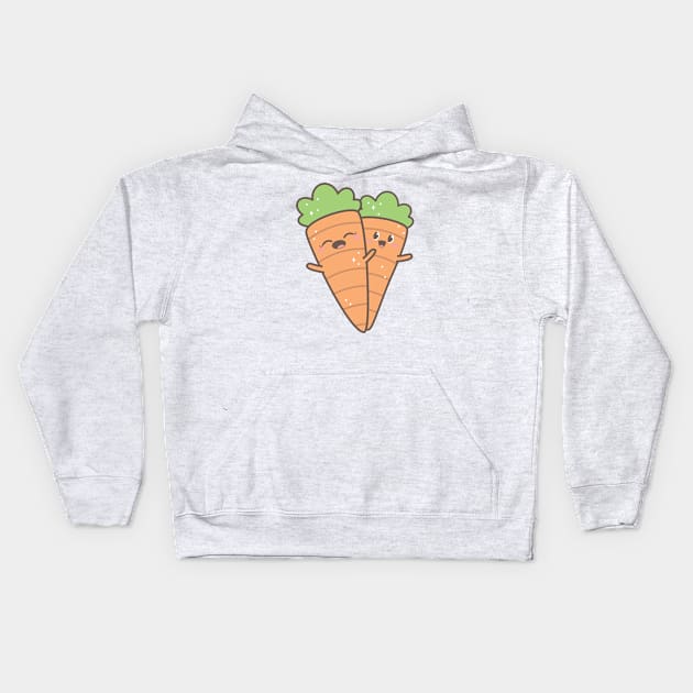 Cute Happy Kawaii Carrots Kids Hoodie by MedleyDesigns67